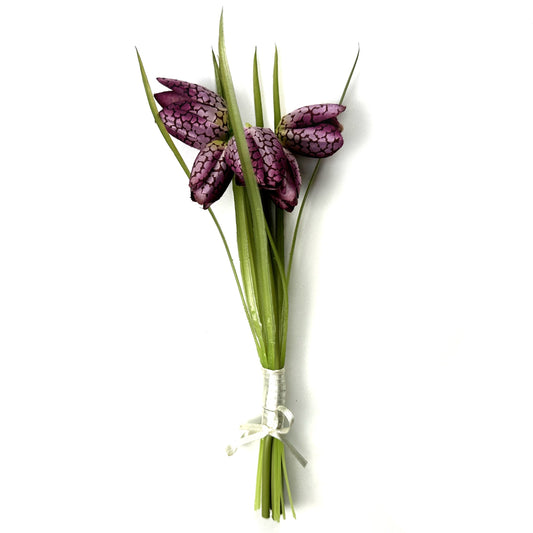 Artificial Fritillary Flower Bundle With Purple Faux Flowers