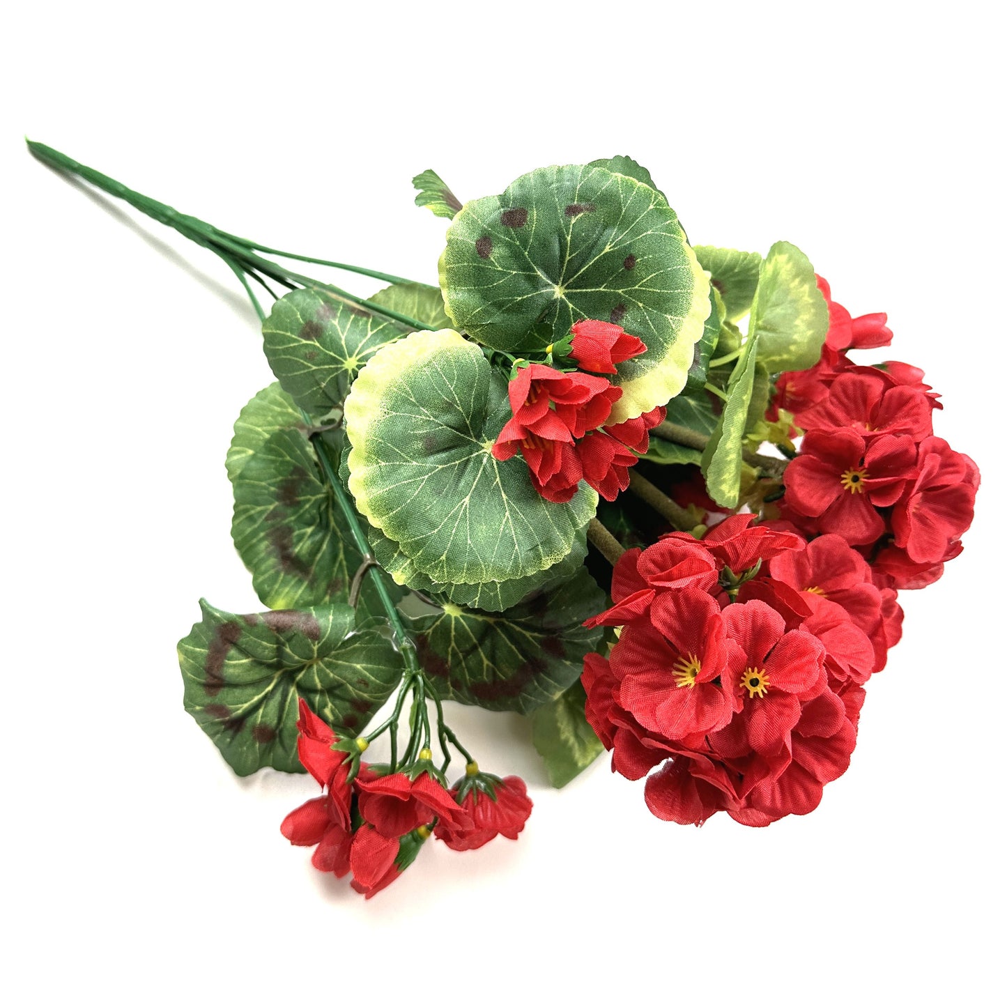 Artificial Geranium Bush With Red Flowers 38cm