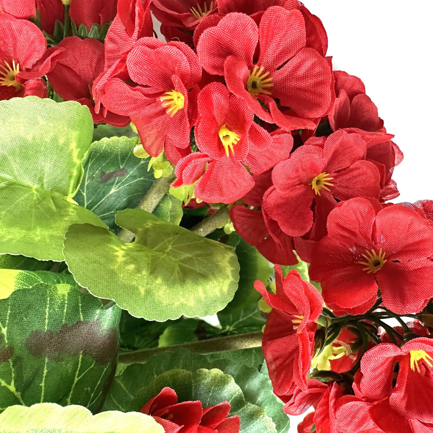 Artificial Geranium Bush With Red Flowers 38cm