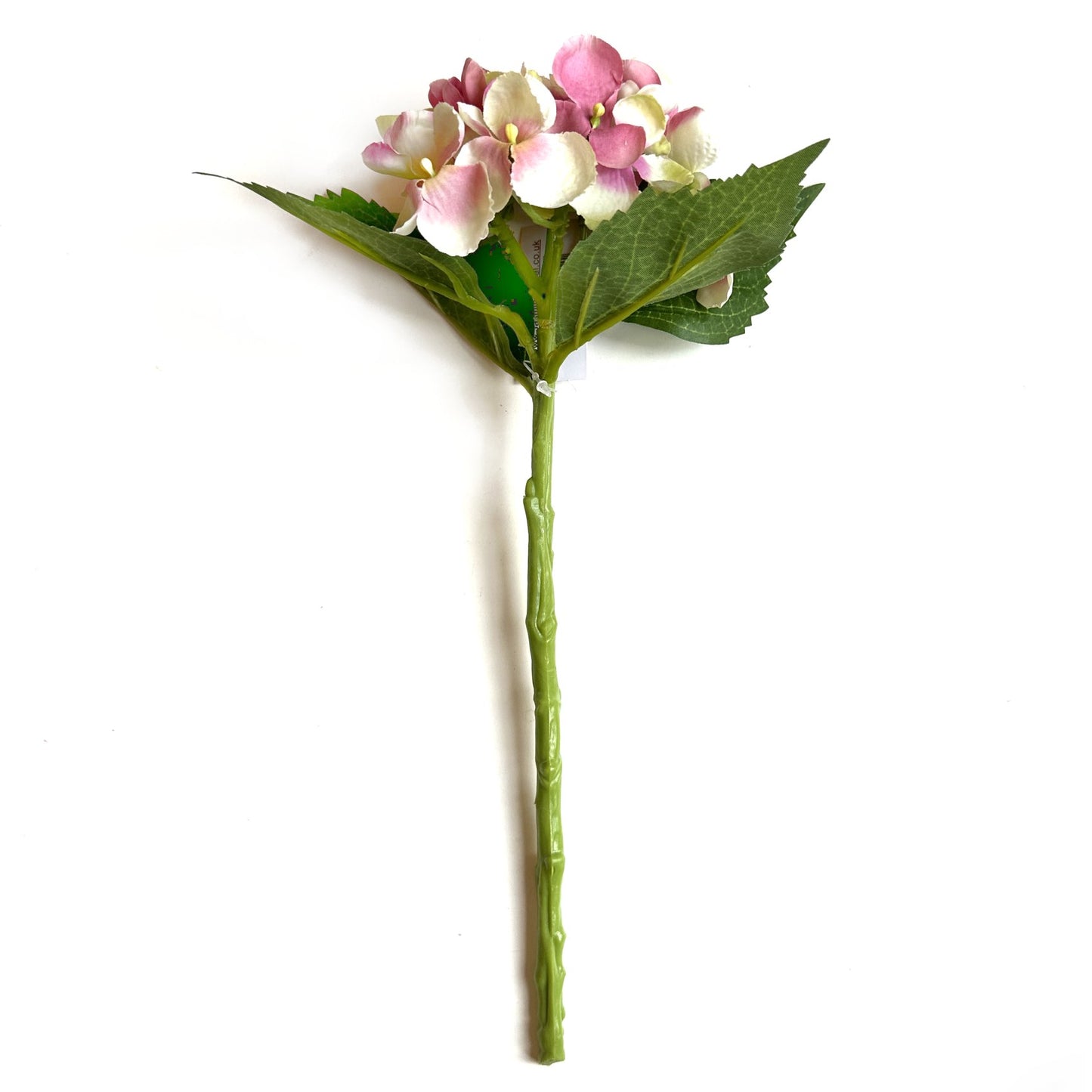 Artificial Hydrangea Flower Stem Pink and Cream 33cm