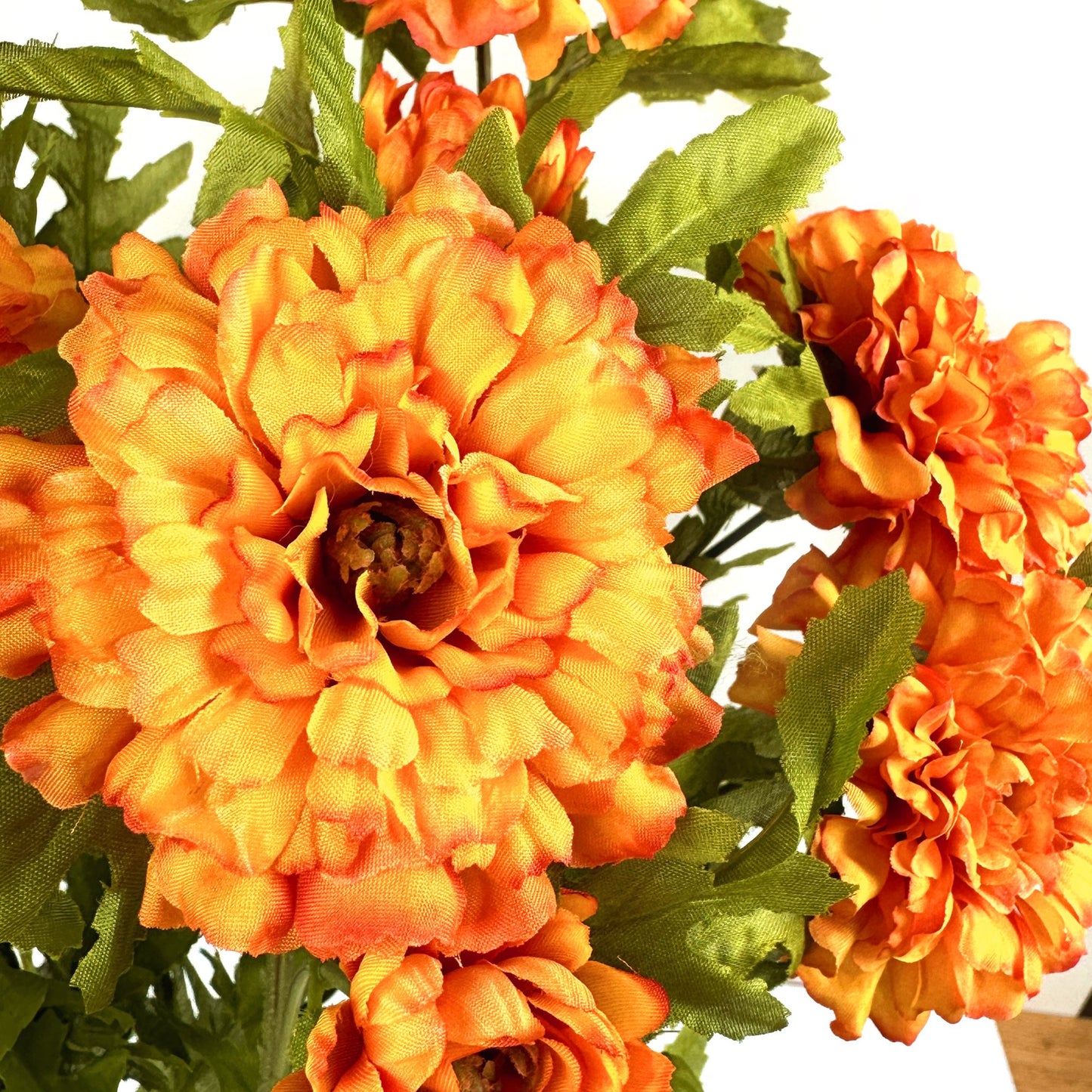 Artificial Marigold Bush 45cm - Orange