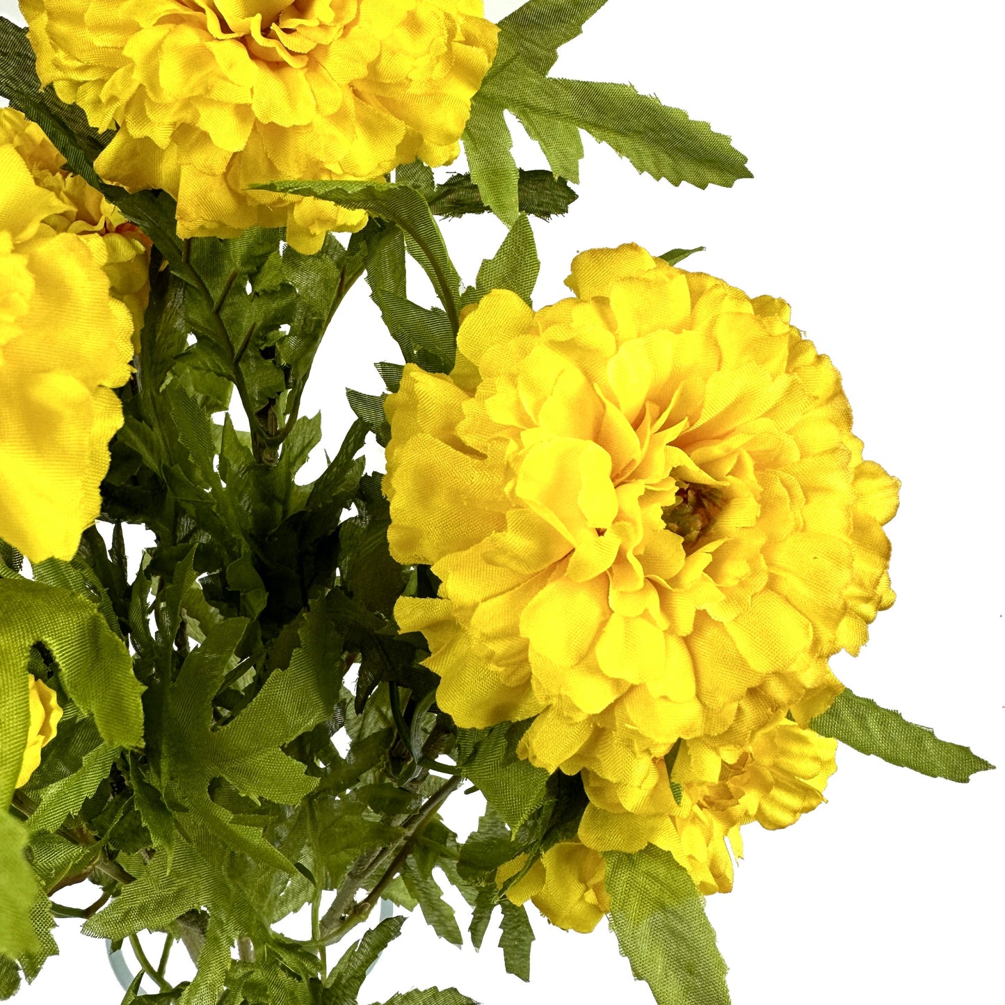 Artificial Marigold Bush 45cm - Yellow