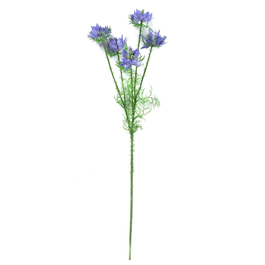 Artificial Nigella Love in the Mist Faux Blue Flower Stem