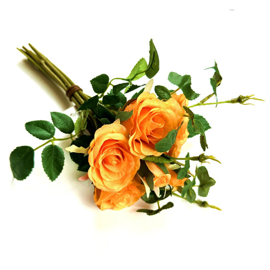 Artificial Rose Bundle 25cm - Orange Faux Flowers