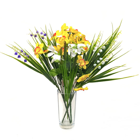 Artificial Springtime Flower Bundle - Daffodil, Bluebells Snowdrop