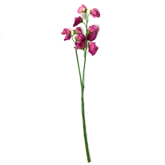 Artificial Sweet Pea Stem With Dark Pink Faux Flowers