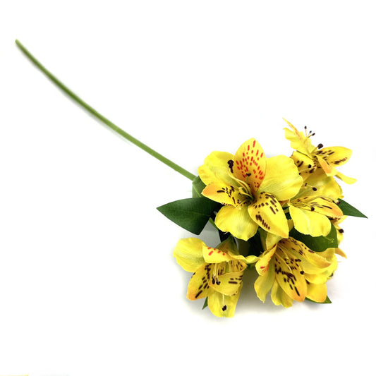 Artificial Alstroemeria Flower Spray Yellow 47cm