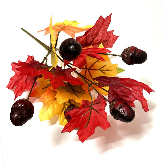 Artificial Autumn leaf and Acorn bush Decoration