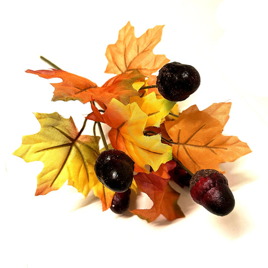 Artificial Autumn Leaf Bush with Faux acorns