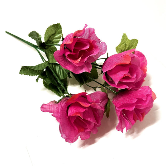 Artificial Rose and Ivy Plants with Hot Pink Flowers