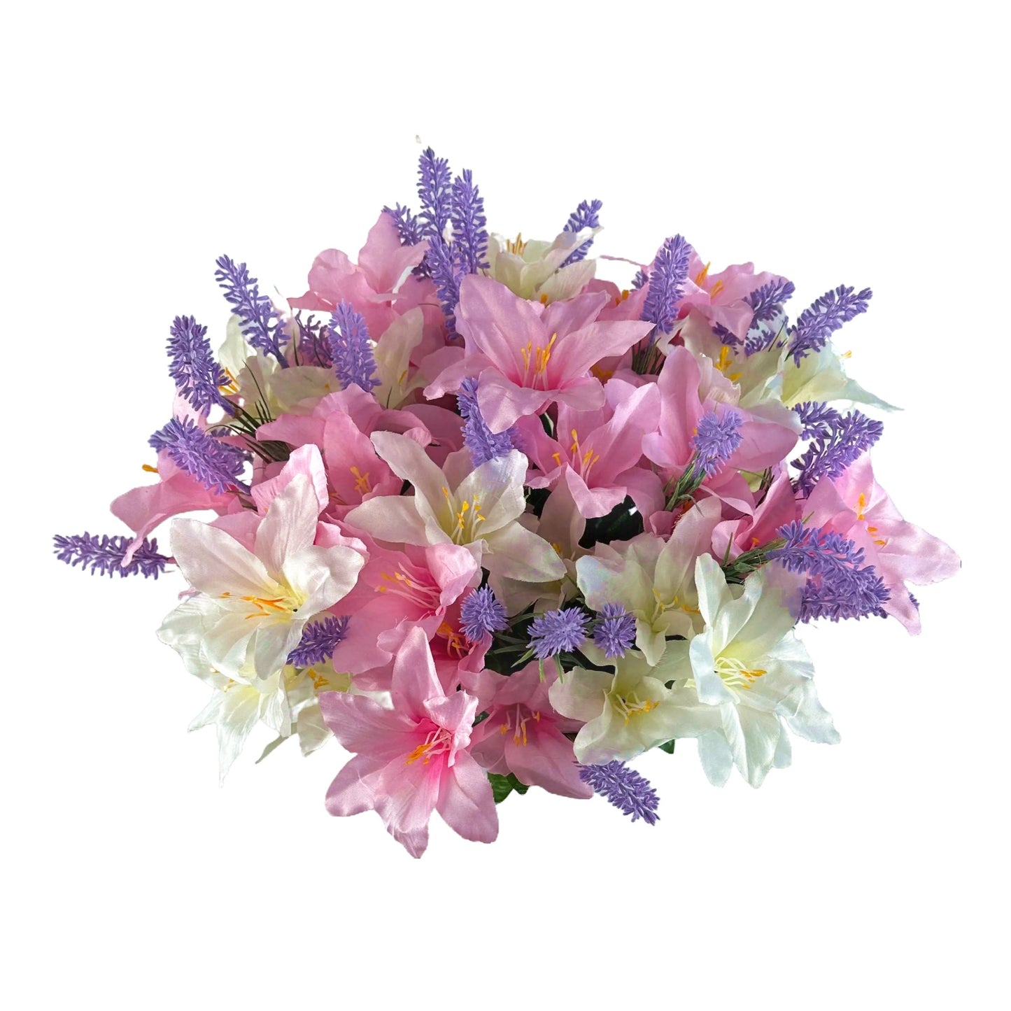 Artificial Lily and Lavender Flower Grave Pot Flower Arrangement