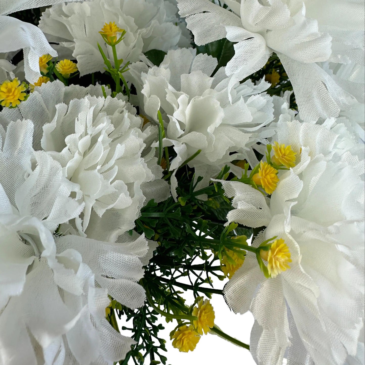 Artificial White Carnation Flower Grave Pot Flower Arrangement