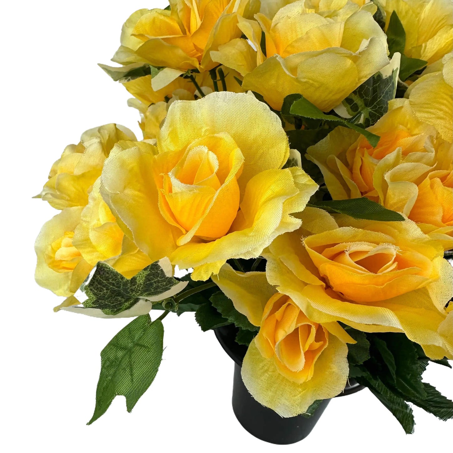 Artificial Yellow Rose Flower Grave Pot Arrangement