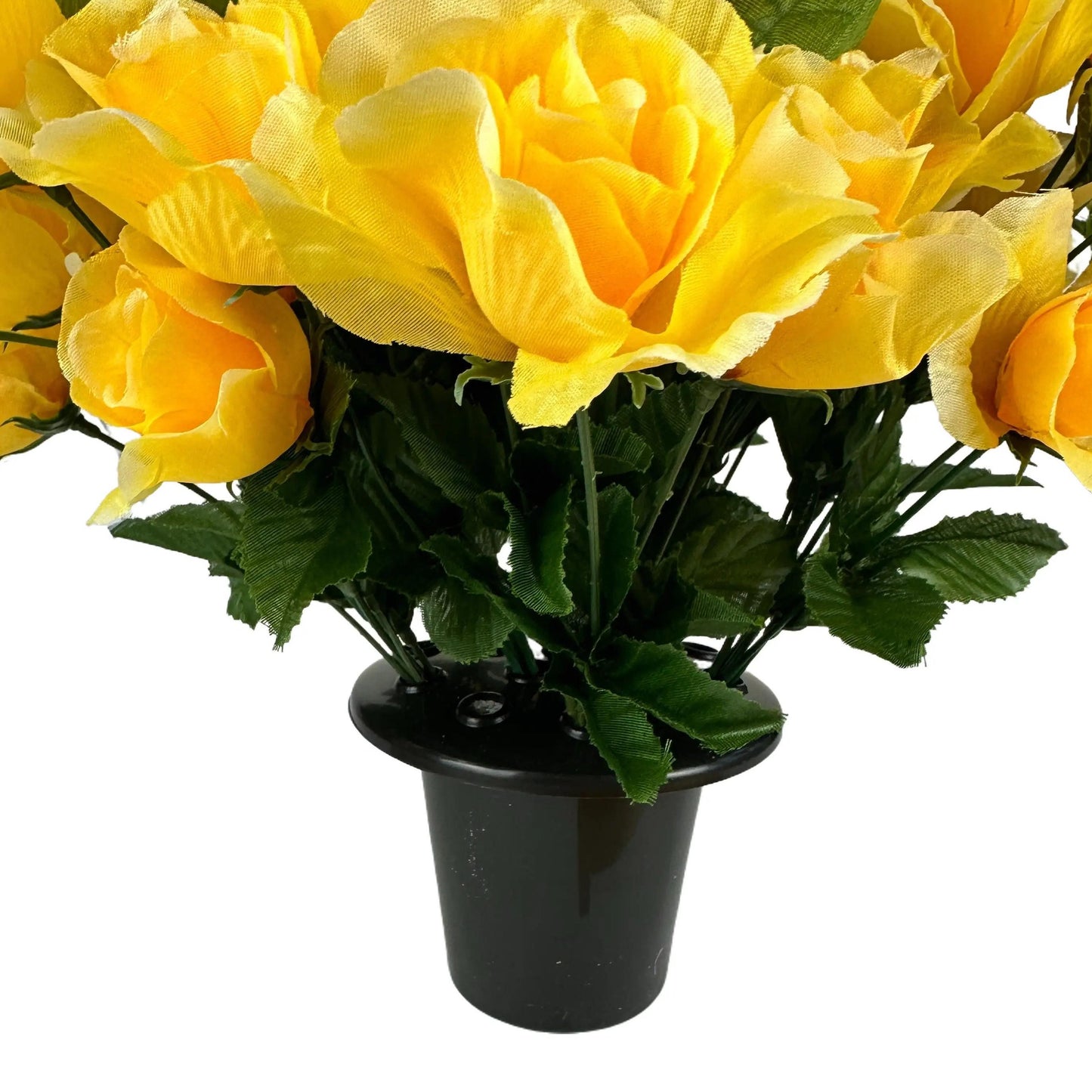 Artificial Yellow Rose Flower Grave Pot Arrangement