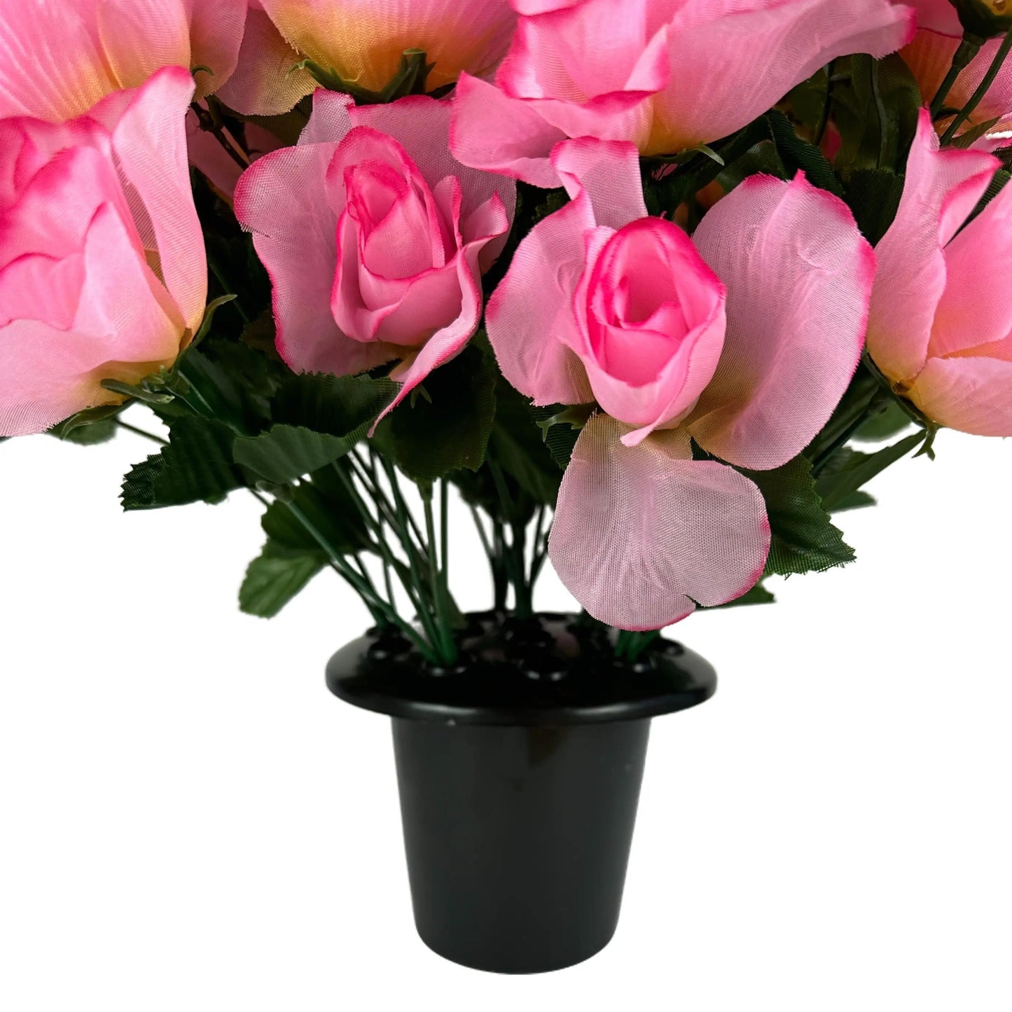 Artificial Pink Rose Flower Grave Pot Arrangement