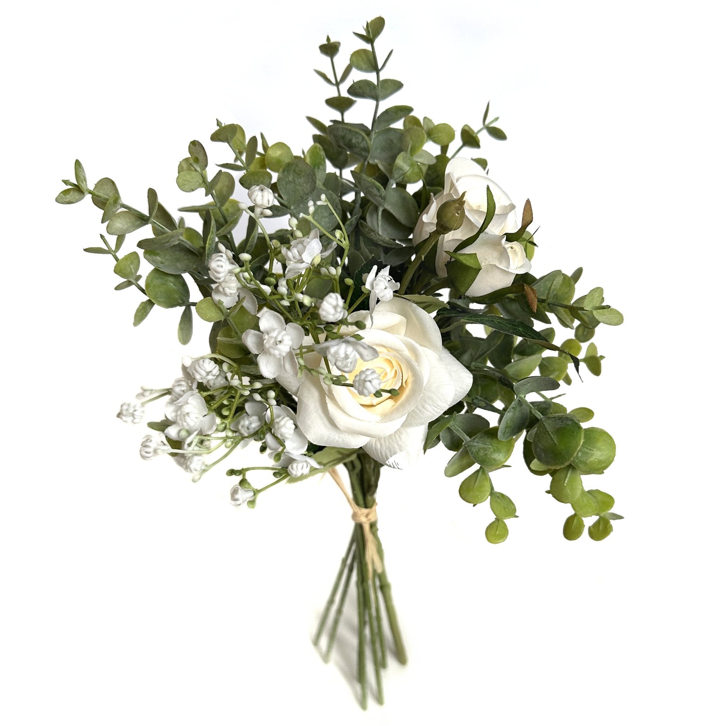 Artificial Rose and Foliage Bundle - Ivory