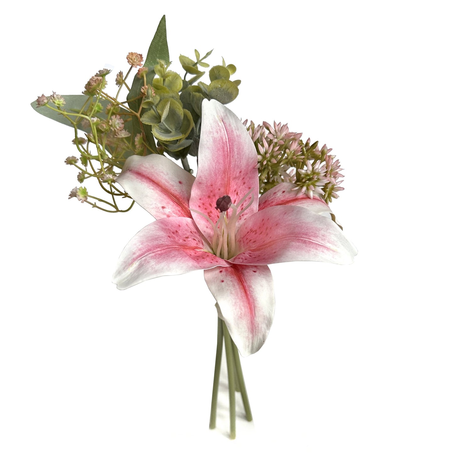 Artificial Lily and Foliage Bundle - Pink