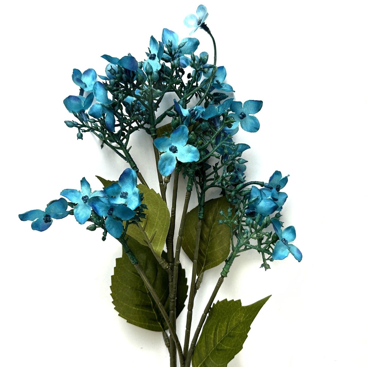 Artificial Wild Hydrangea Teal Blue Flower Stem 62cm