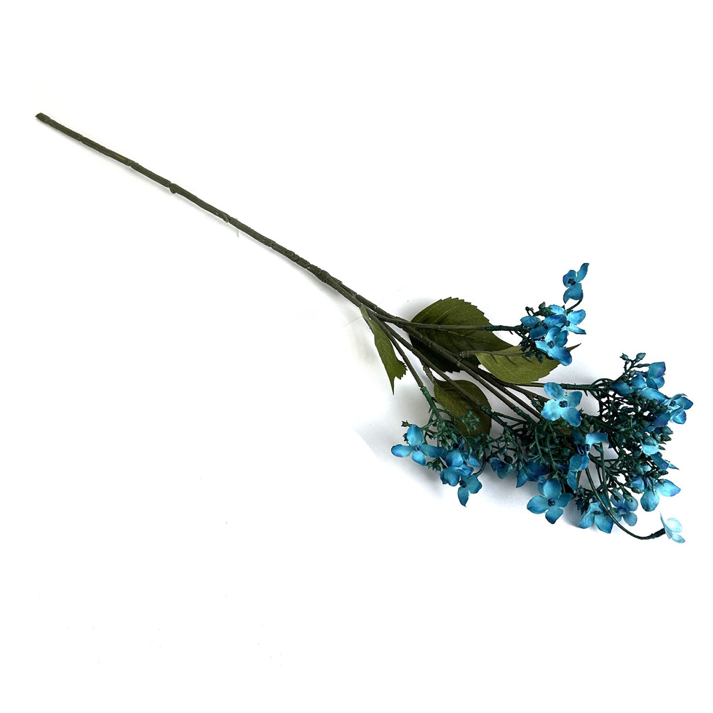 Artificial Wild Hydrangea Teal Blue Flower Stem 62cm