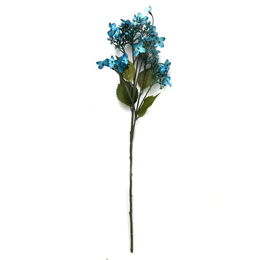 Artificial Wild Hydrangea Teal Blue Flower Stem 62cm