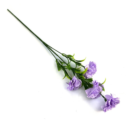 Artficial Carnation Flower Stem with Purple Faux Flowers