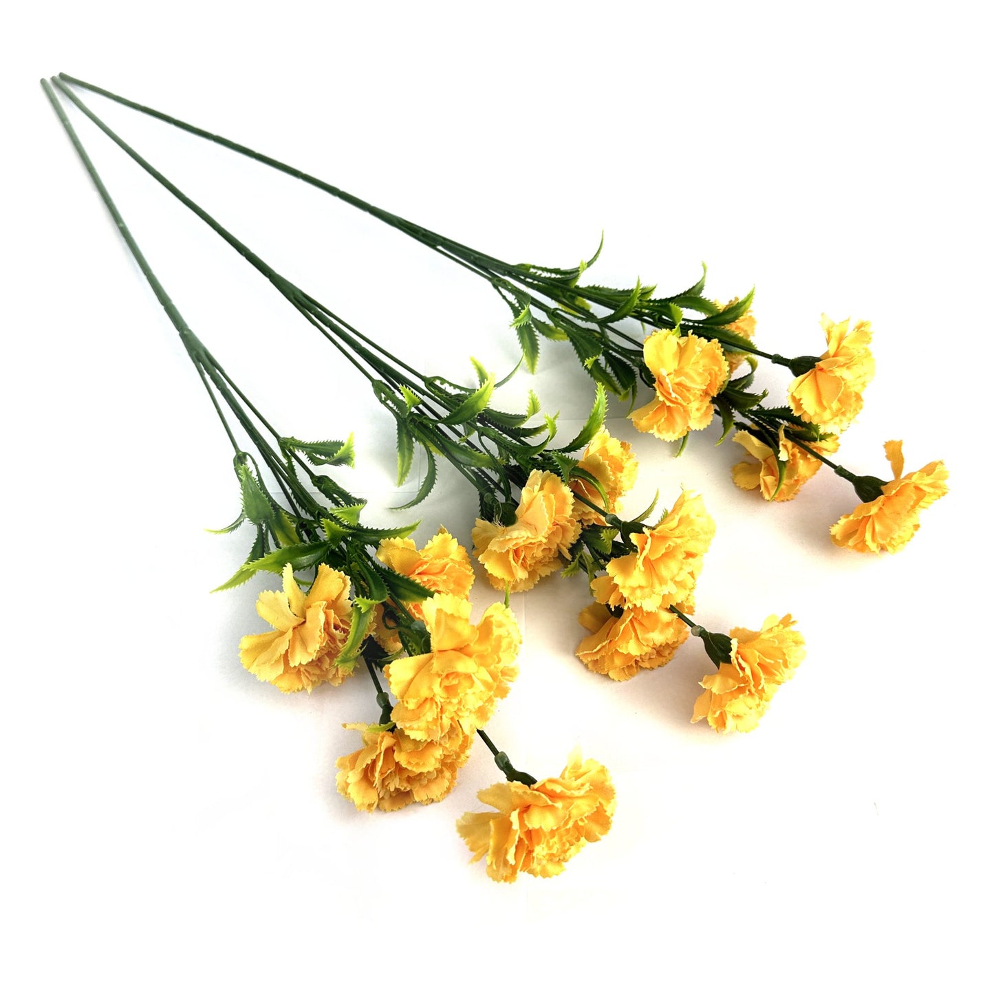 Artificial Carnation Flower Stem With Yellow Faux Flowers