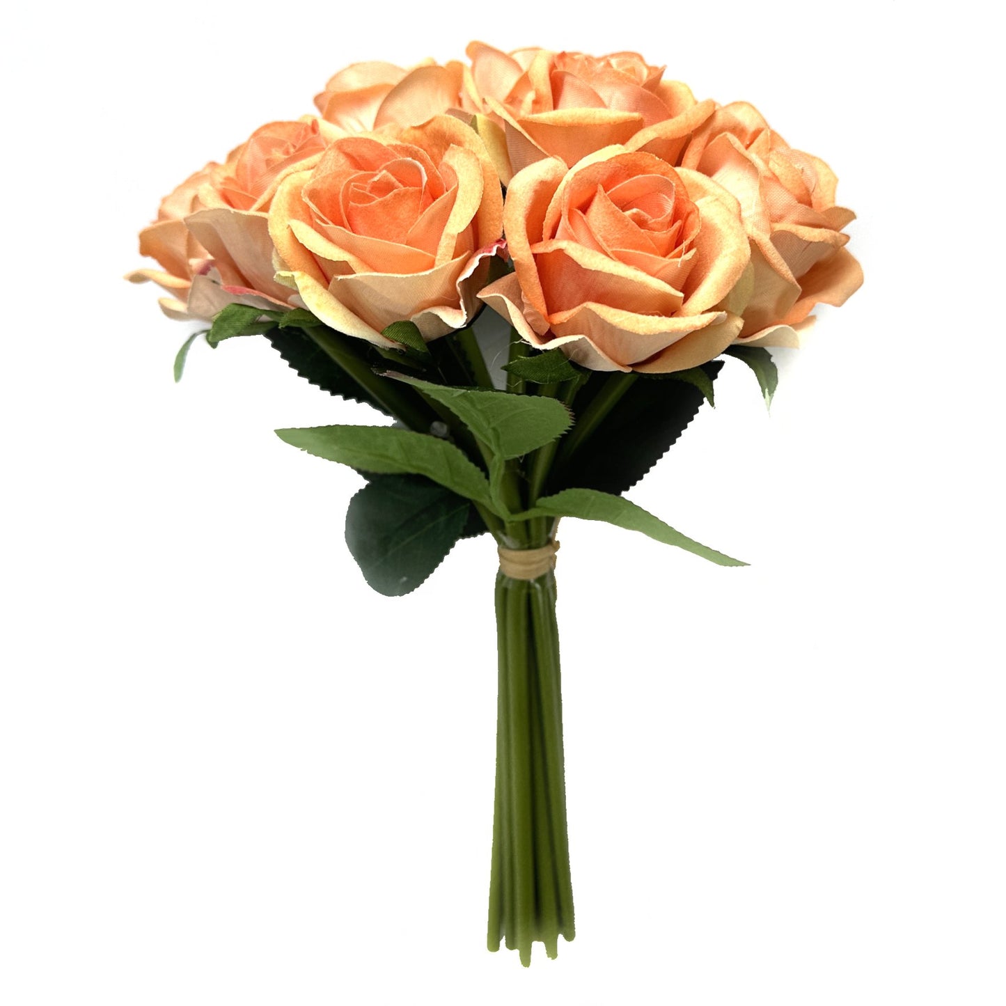 Artificial Rosebud Flower Bundle with 9 Stems - Peach