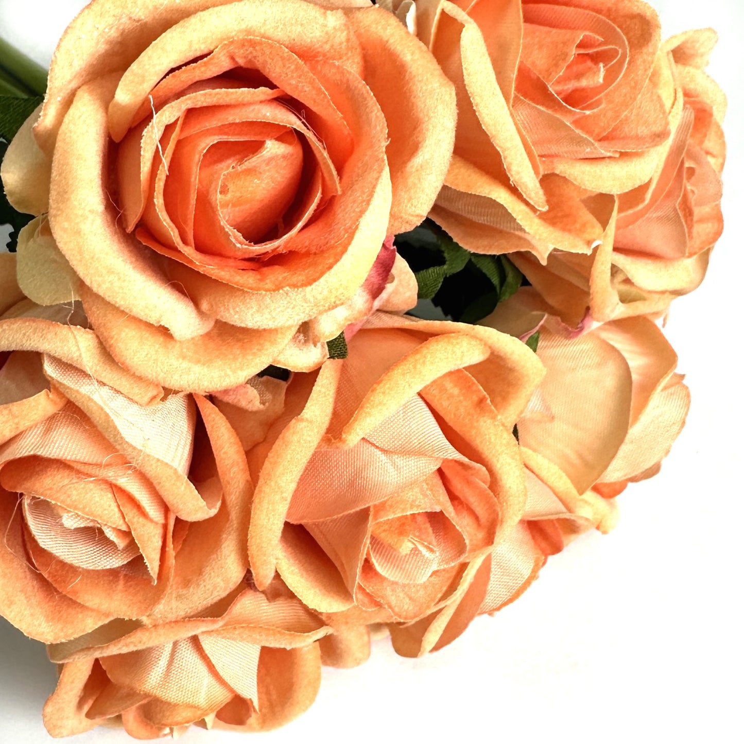 Artificial Rosebud Flower Bundle with 9 Stems - Peach