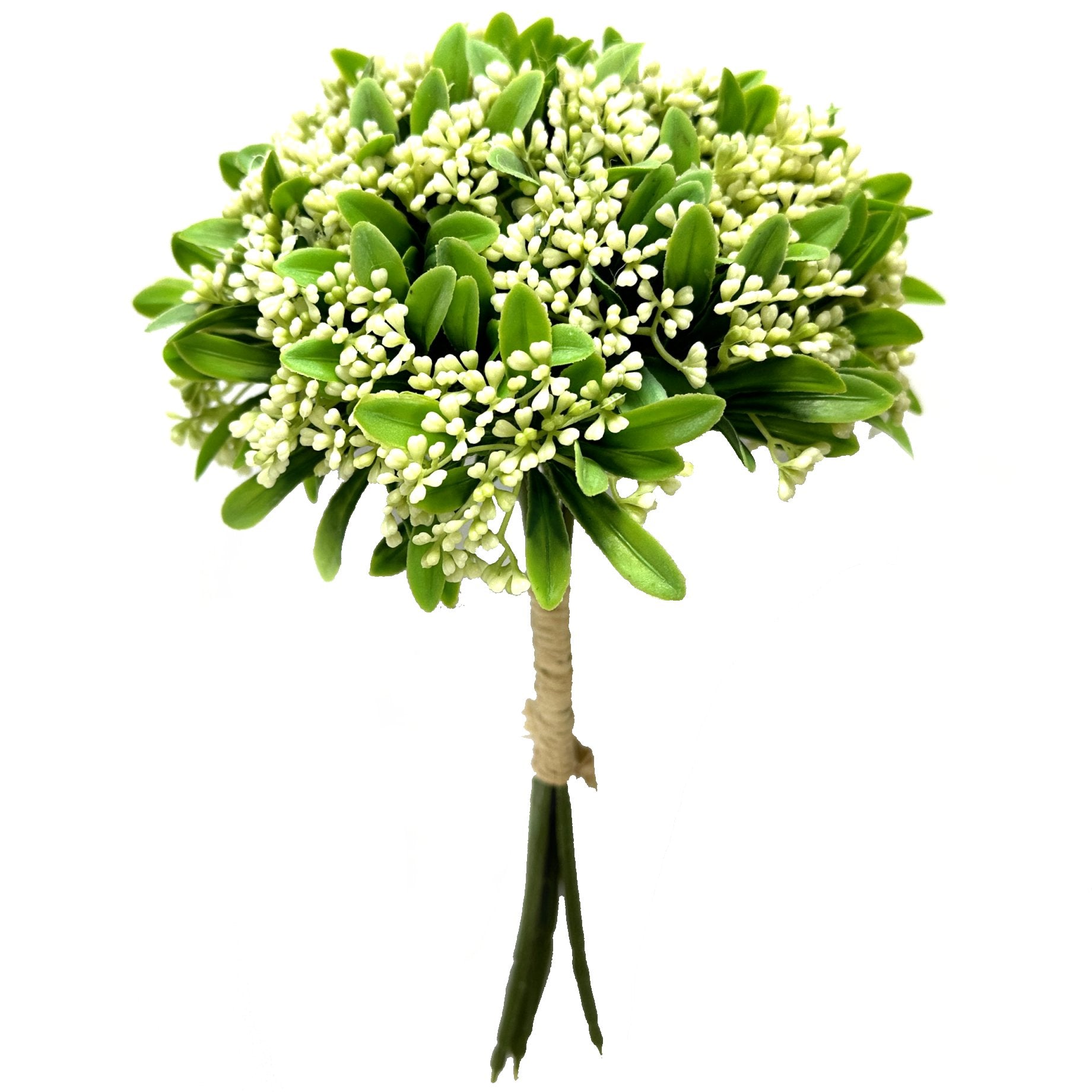 Artificial White Flower Bud and Foliage Bundle Bouquet