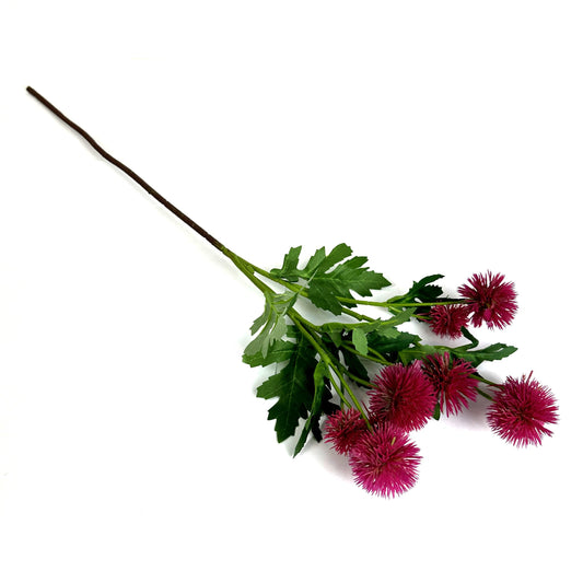 Artificial Pompom Dahlia Flower Stems with Hot Pink Purple Faux Flowers