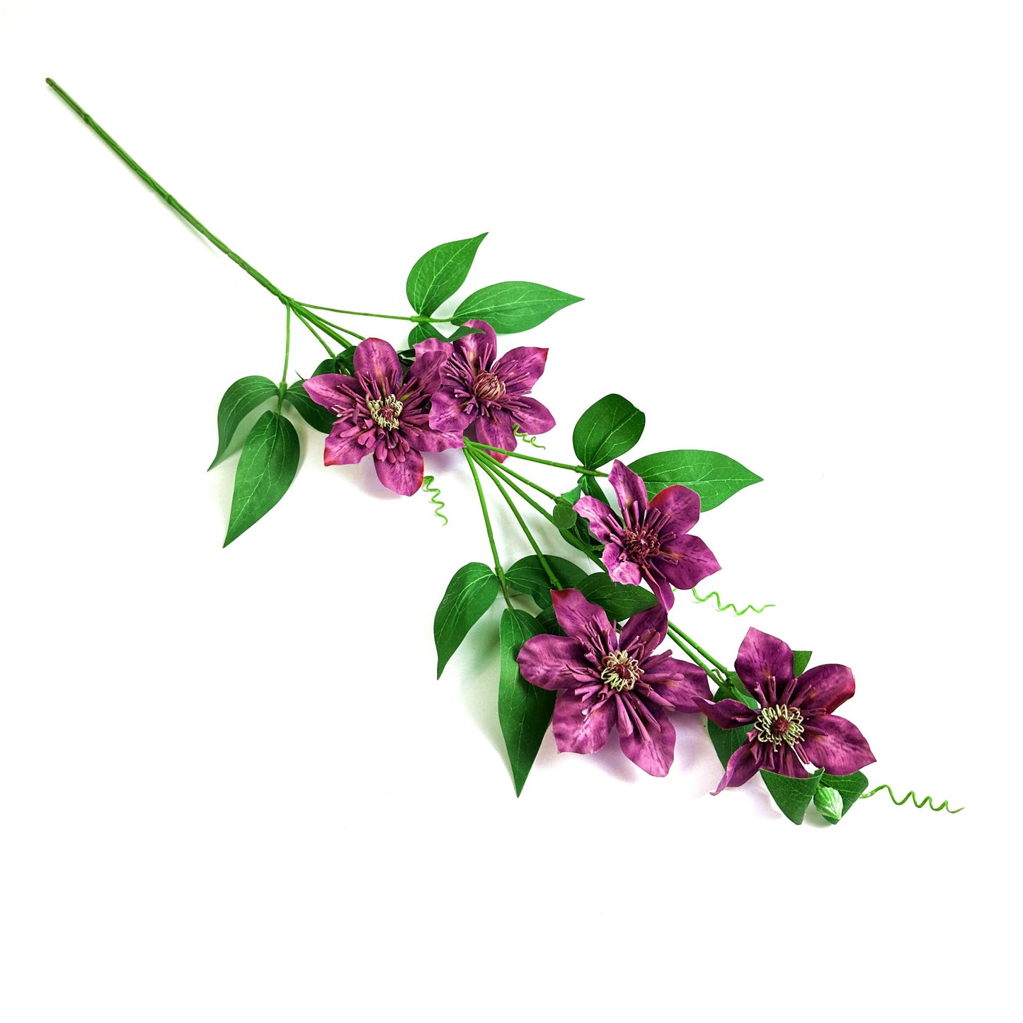 Artificial Clematis Spray With Purple Faux Flowers