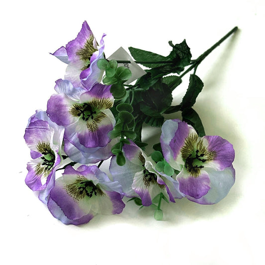 Artificial Pansy Plant - Purple and Blue Flowers