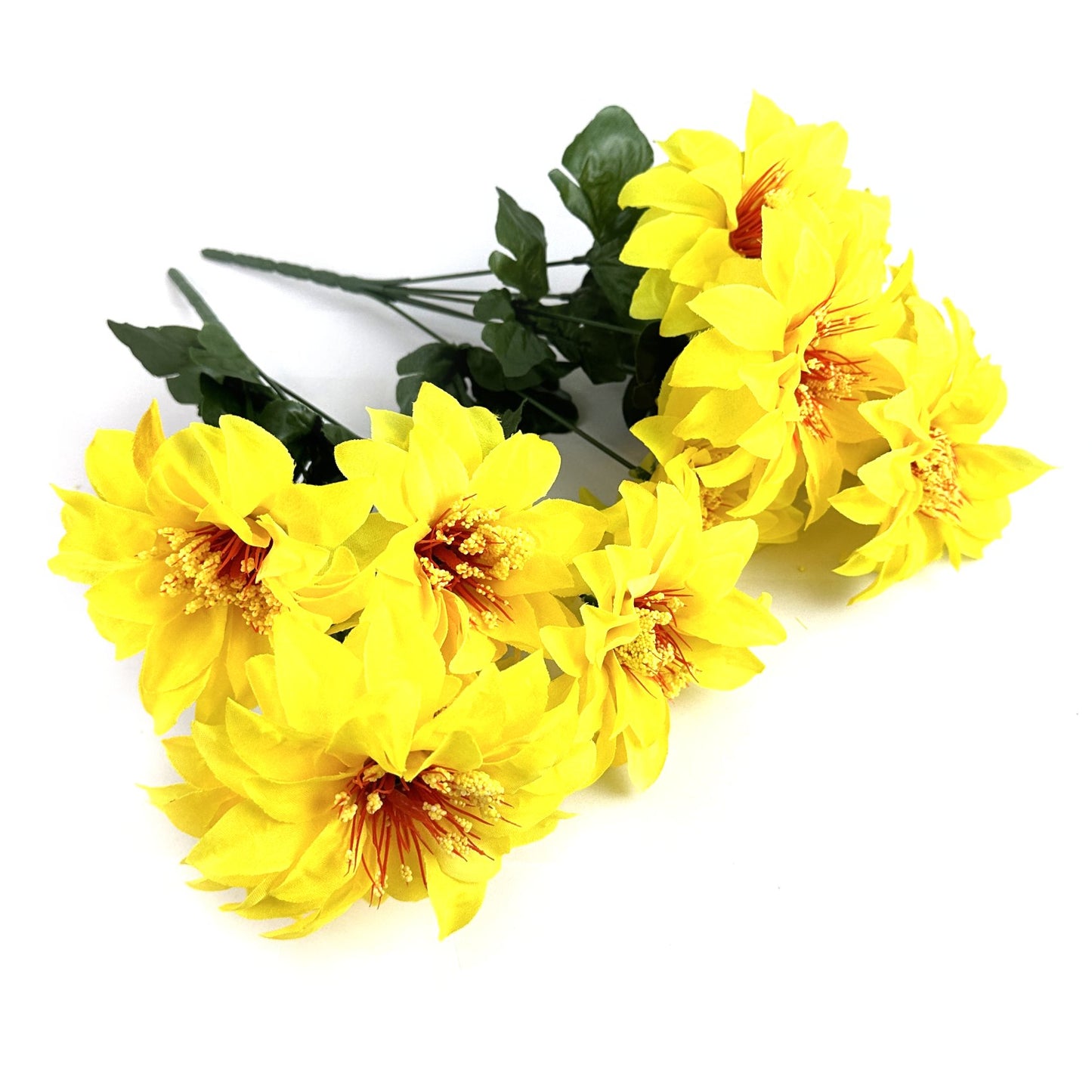 Artificial Zinnia Flower Bush 35cm - Yellow