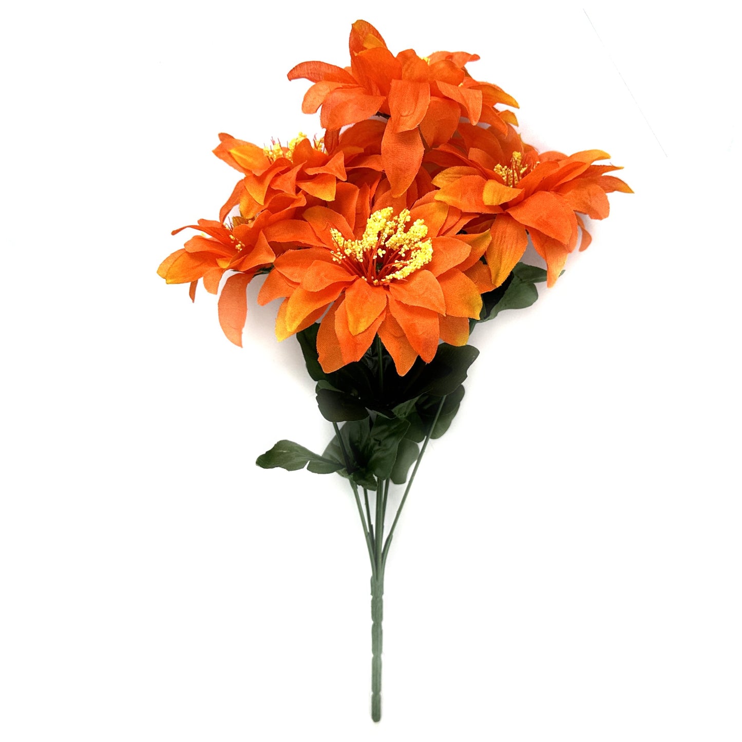 Artificial Zinnia Flower Bush 35cm - Orange