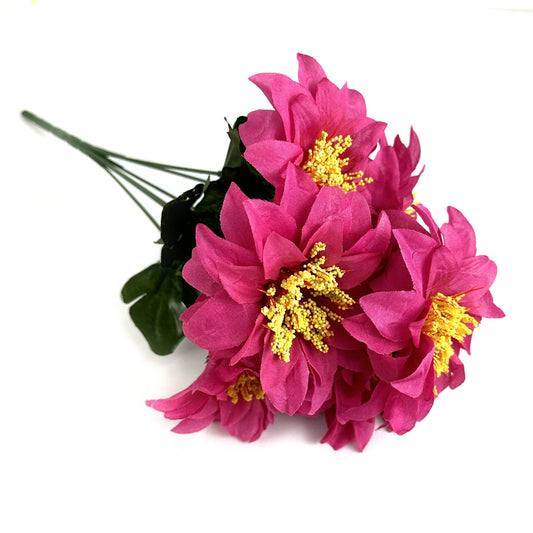 Artificial Zinnia Flower Bush 35cm - Hot Pink