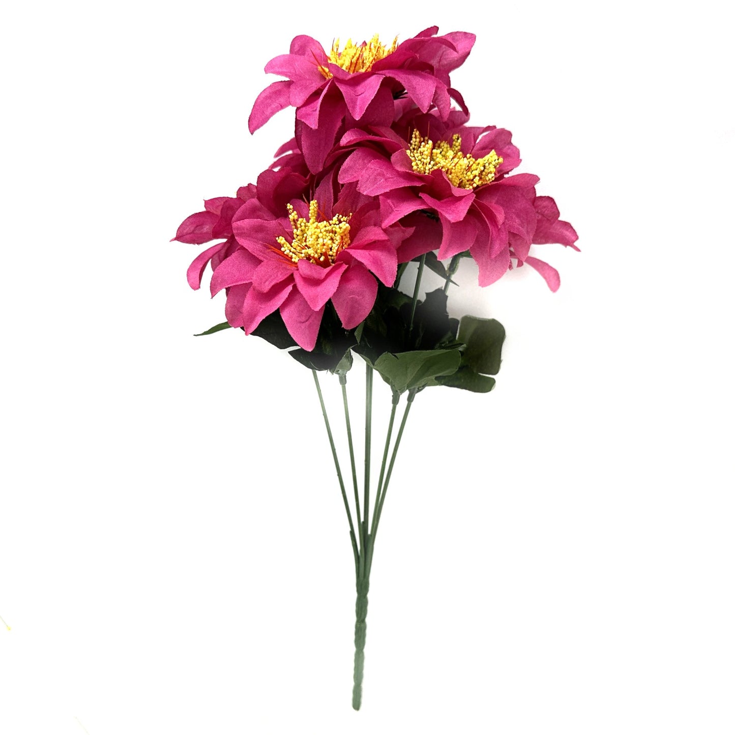 Artificial Zinnia Flower Bush 35cm - Hot Pink