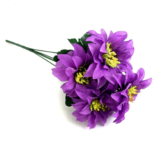 Artificial Zinnia Bush With Purple Faux Flowers
