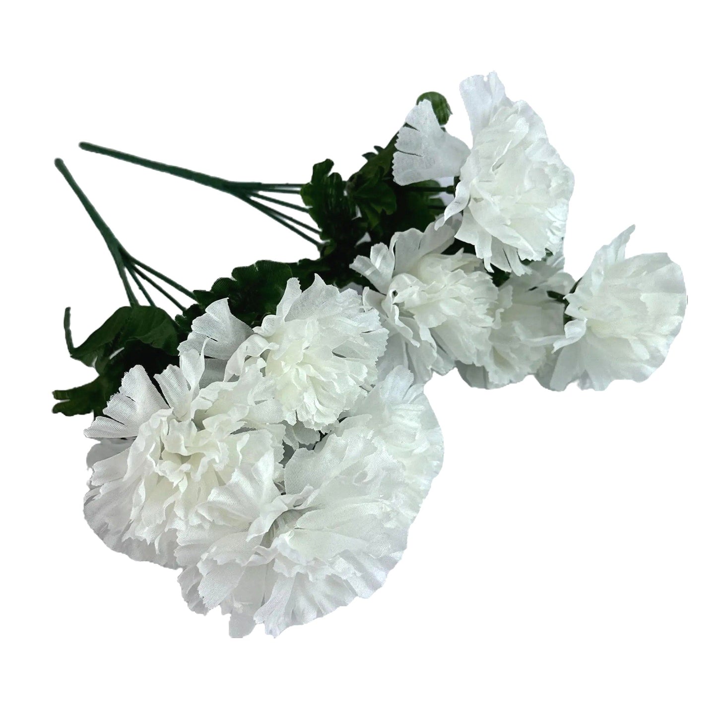 Artificial Carnation Flower Bush 33cm - White