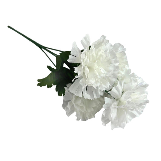 Artificial Carnation Bush With White Faux Flowers