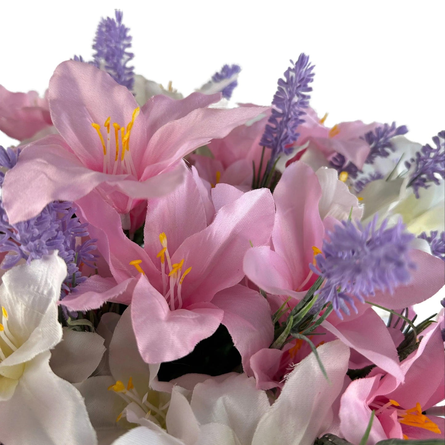 Artificial Lily and Lavender Flower Grave Pot Flower Arrangement