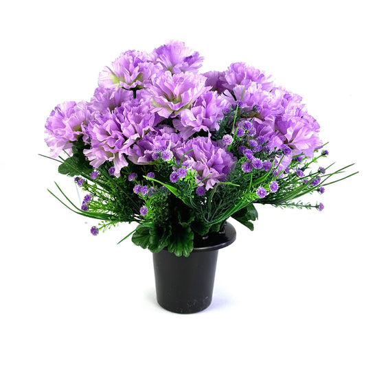 Artificial Purple Carnation Flower Grave Pot Flower Arrangement