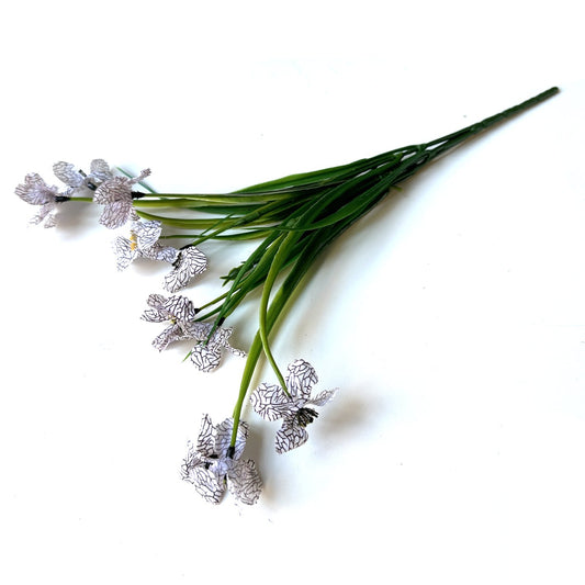 Artificial Cuban Bulrush Bush With White Faux Flowers