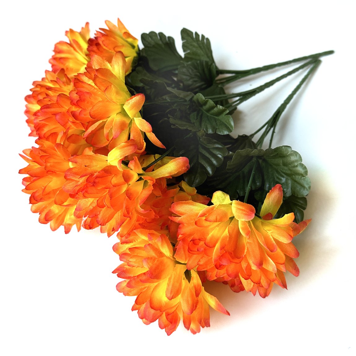 Artificial Chrysanthemum Bush - Orange Flowers