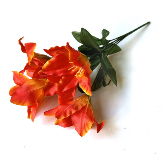 Artificial Daylily Plant With Orange Faux Flowers