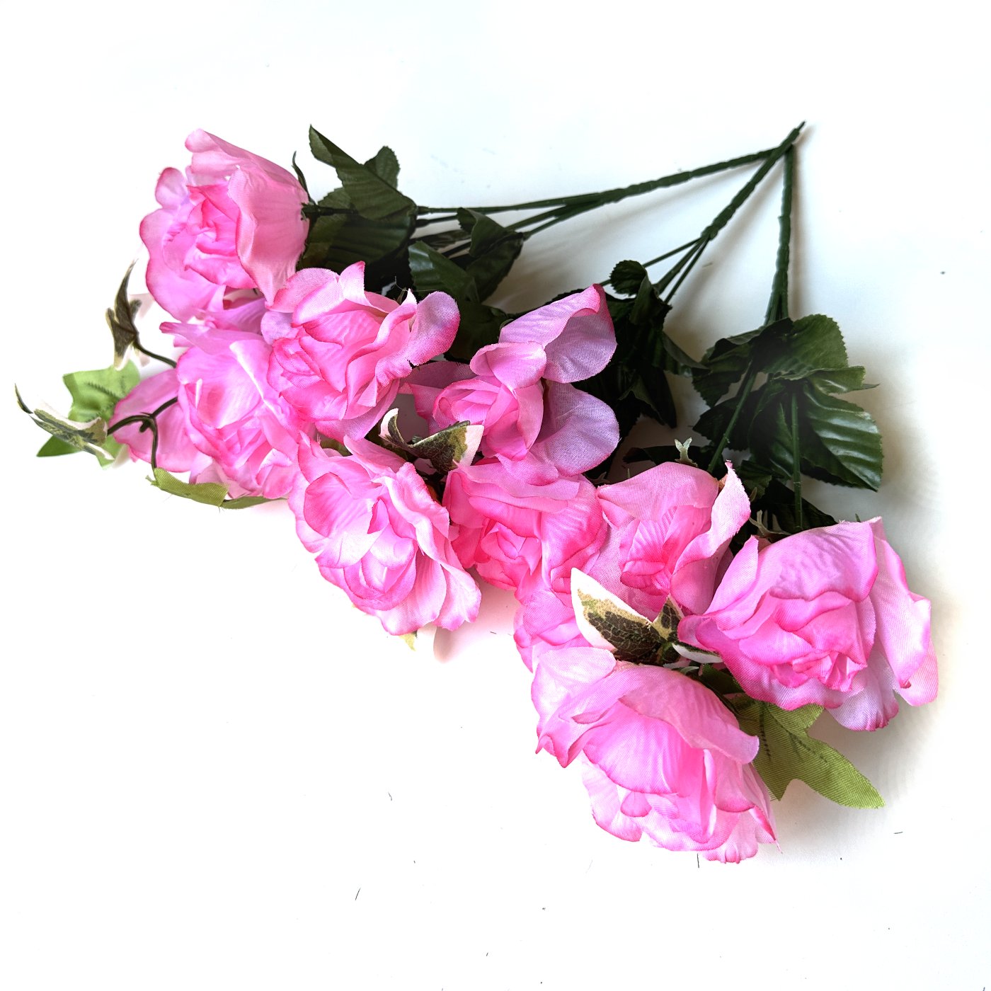 Artificial Rose and Ivy Bushes Plant - Pink Flowers