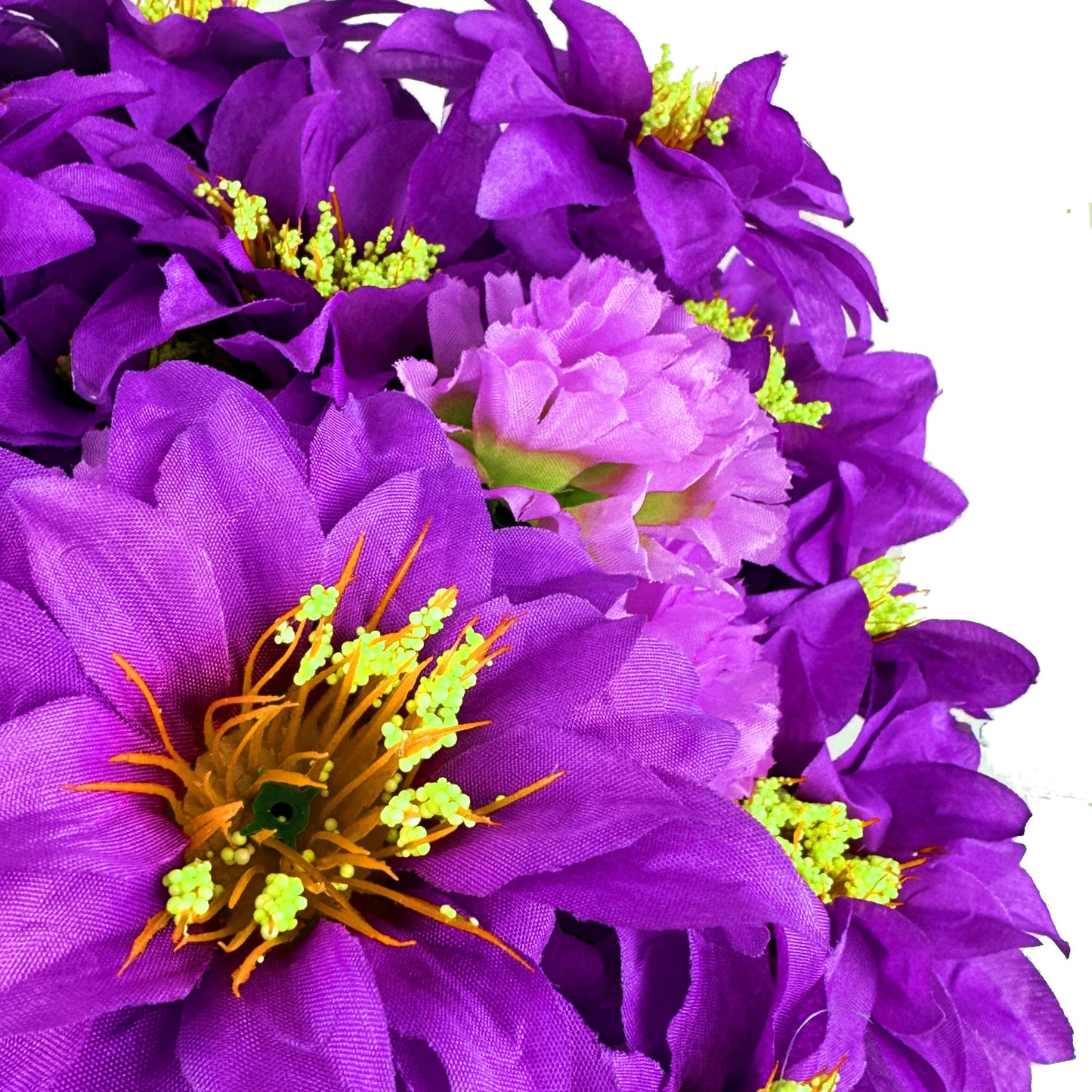 Artificial Purple Zinnia and Carnation Grave Pot Flower Arrangement