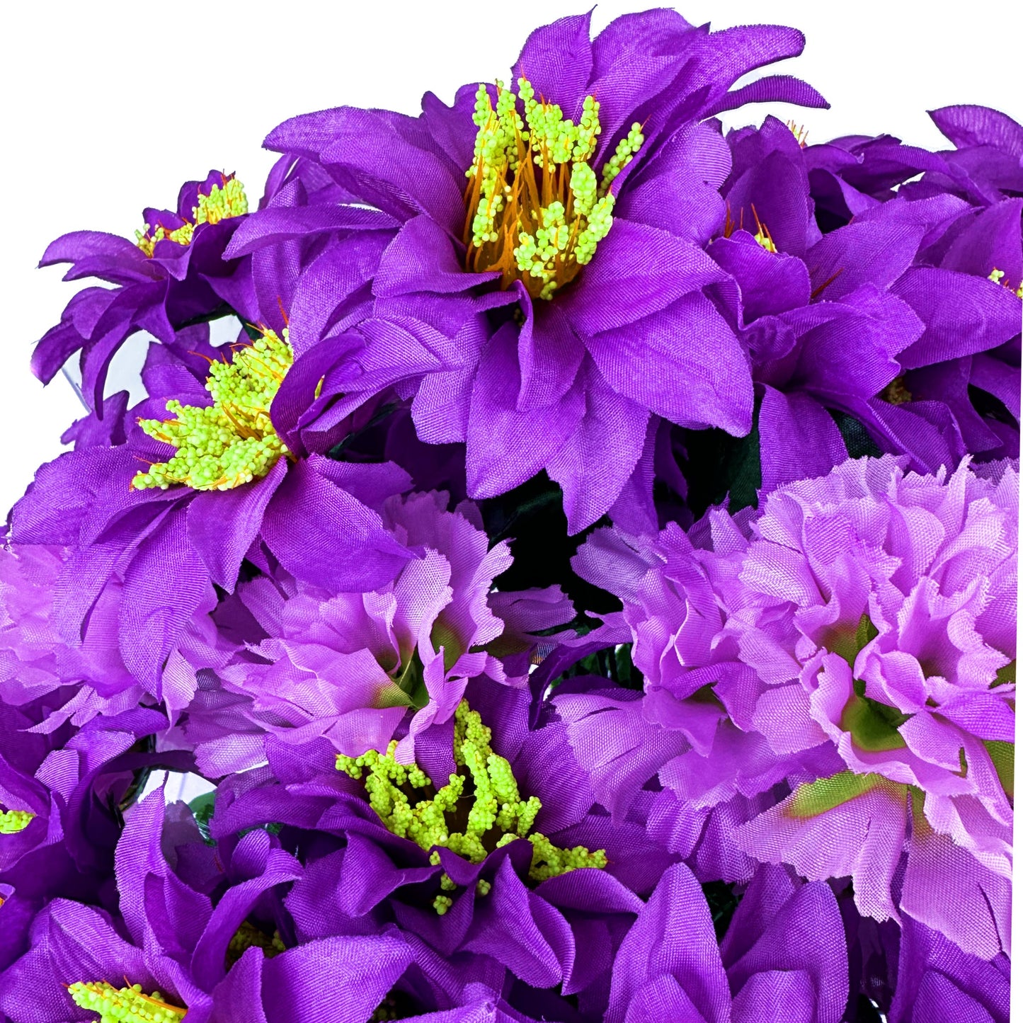 Artificial Purple Zinnia and Carnation Grave Pot Flower Arrangement