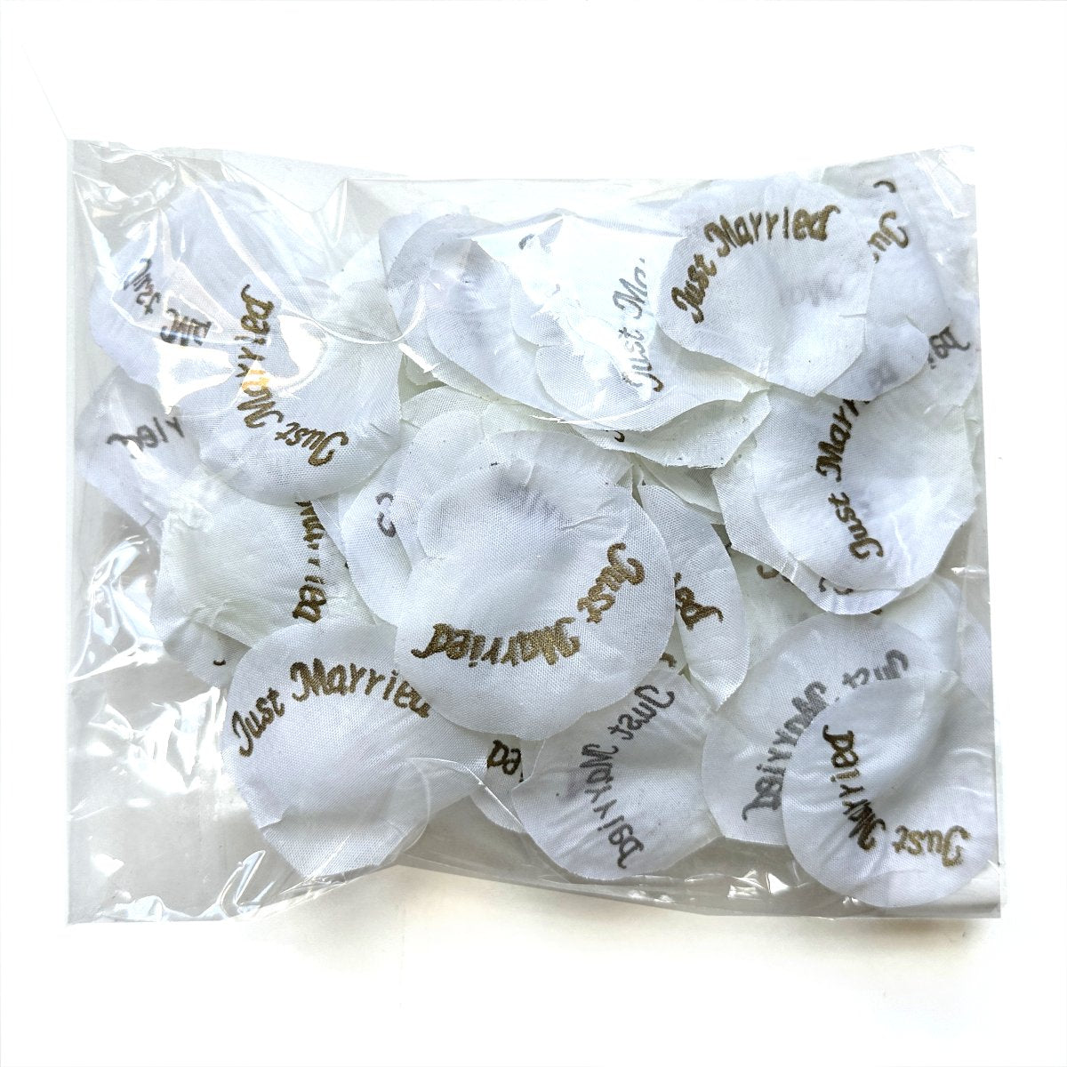 'Just Married' Artificial Petals White - Pack of 75