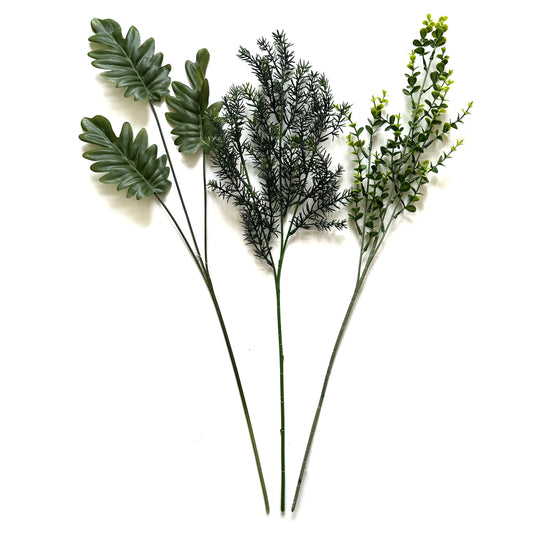 Artificial Long Stem Faux Foliage 3pc Set