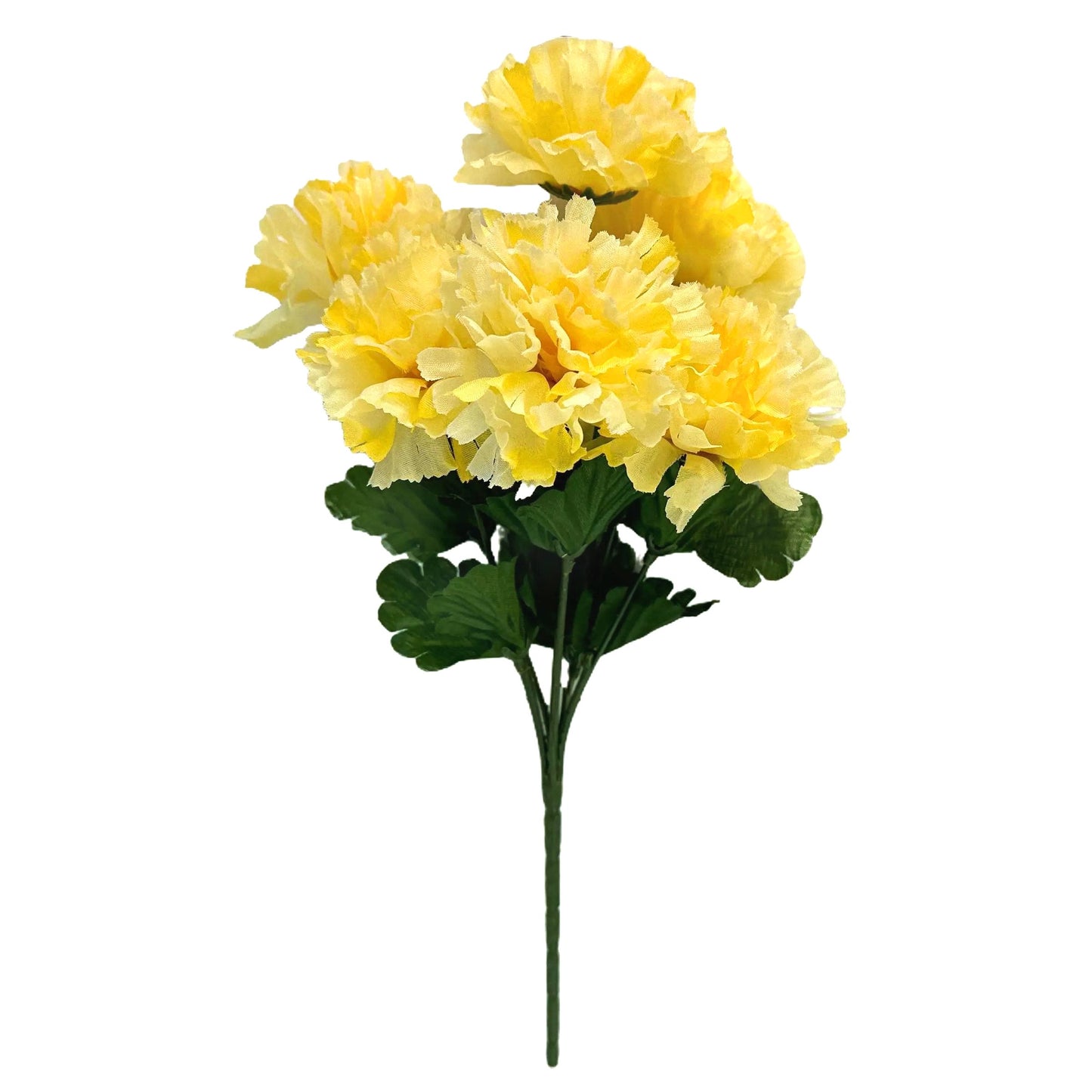 Artificial Carnation Flower Bush 33cm - Yellow